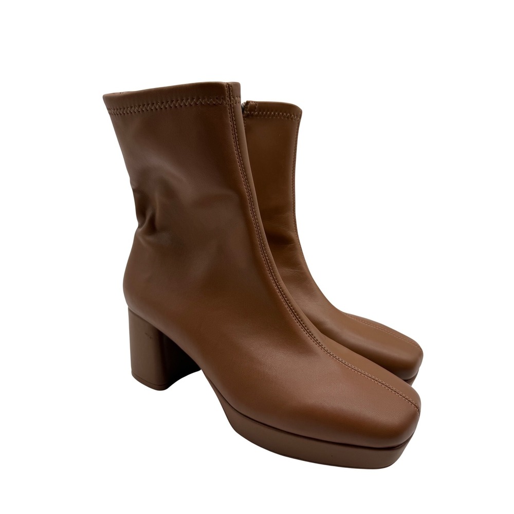 Aerosoles Sussex Ankle Boots Womens 8 Brown Excellent Square Toe Platform Heel